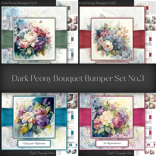 Dark Peony Bouquet Bumper Set No.3