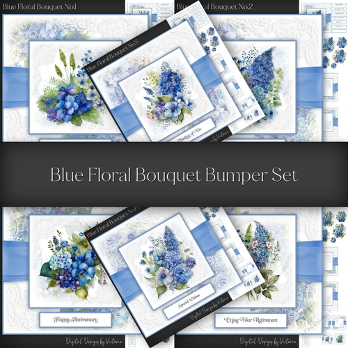 Blue Floral Bouquet Bumper Set