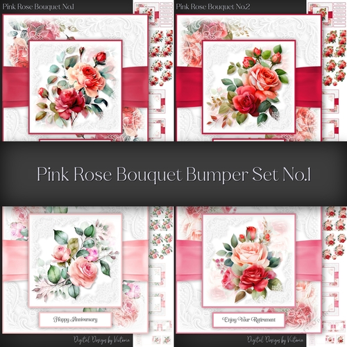 Pink Rose Bouquet Bumper Set No.1