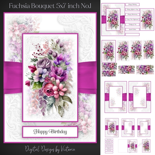 Fuchsia Bouquet 5x7 inch No.1