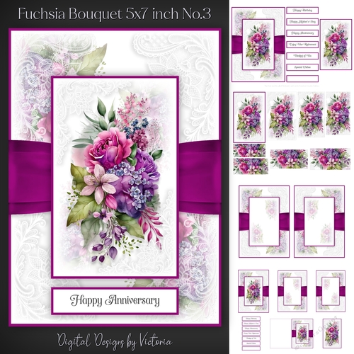 Fuchsia Bouquet 5x7 inch No.3