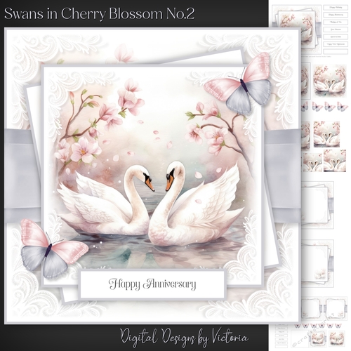 Swans in Cherry Blossom No.2