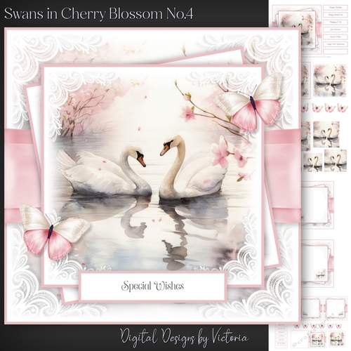 Swans in Cherry Blossom No.4