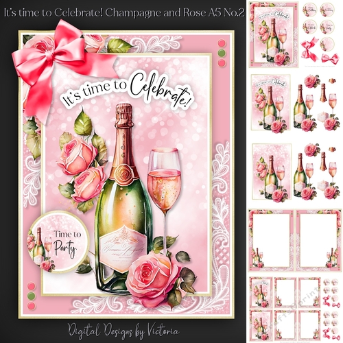 Its time to Celebrate! Champagne and Rose A5 No.2