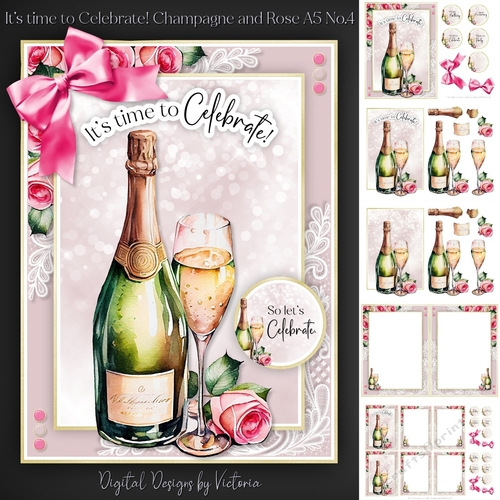 Its time to Celebrate! Champagne and Rose A5 No.4