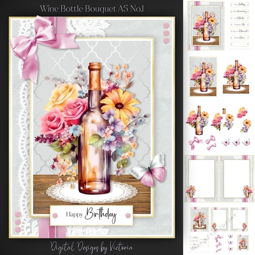 Wine Bottle Bouquet A5 No.1