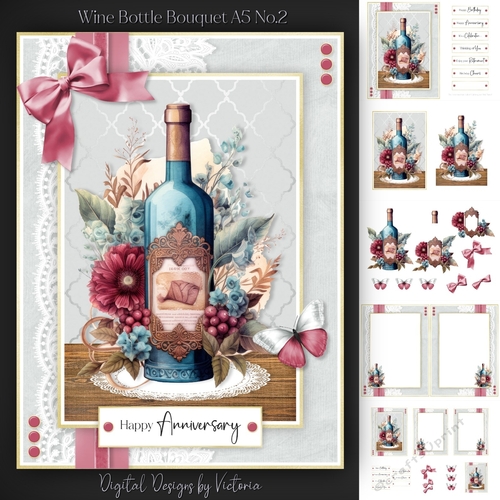 Wine Bottle Bouquet A5 No.2