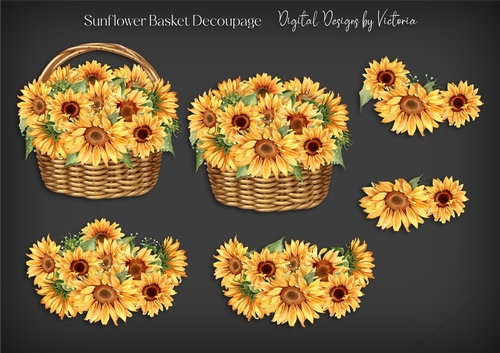 Sunflower Basket Decoupage