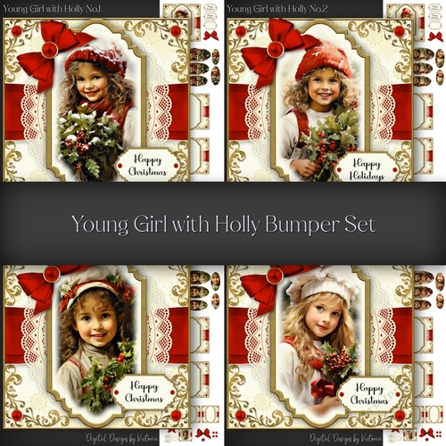 Young Girl with Holly Bumper Set