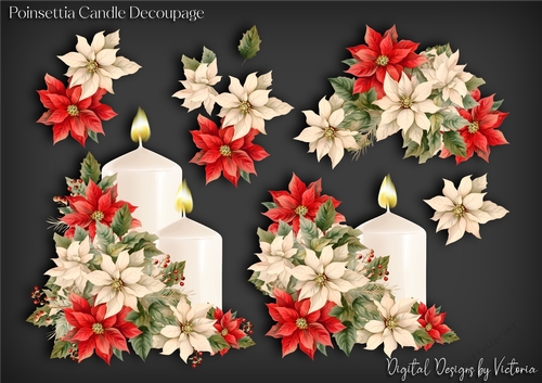 Poinsettia Candle Decoupage