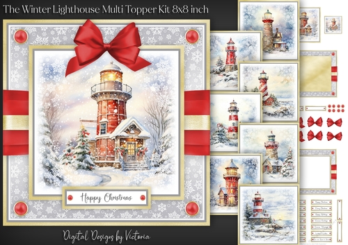 The Winter Lighthouse Multi Topper Kit 8x8 inch