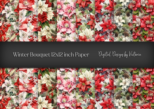Winter Bouquet 12x12 inch Backing Paper
