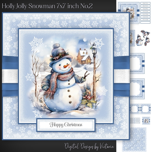Holly Jolly Snowman 7x7 inch No.2