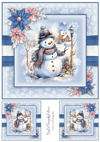 Holly Jolly Snowman Toppers 8x8 inch No.1