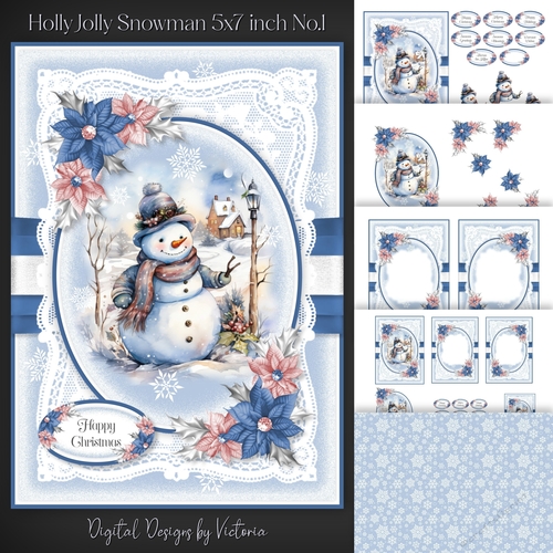 Holly Jolly Snowman 5x7 inch No.1