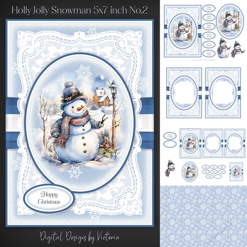 Holly Jolly Snowman 5x7 inch No.2