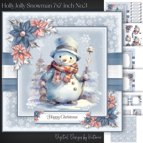 Holly Jolly Snowman 7x7 inch No.3