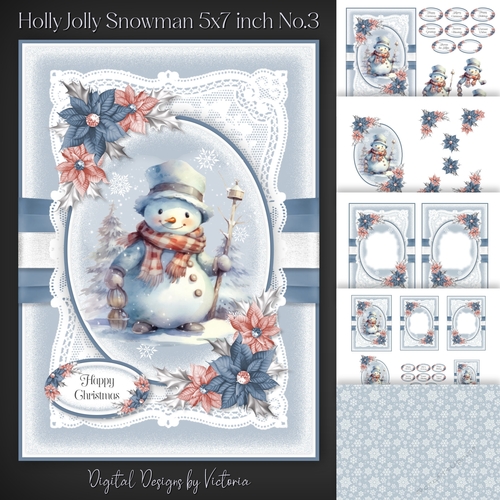 Holly Jolly Snowman 5x7 inch No.3