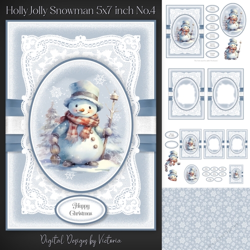 Holly Jolly Snowman 5x7 inch No.4