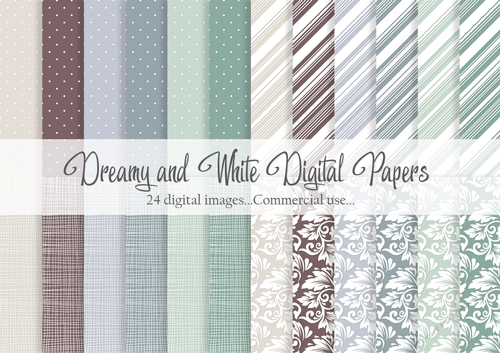 Dreamy and White 12x12 inch Digital Paper