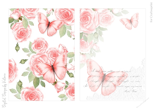 Pink Roses 5x7 inch No.1