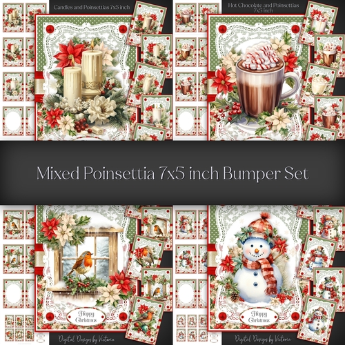 Mixed Poinsettias 7x5 inch Bumper Set