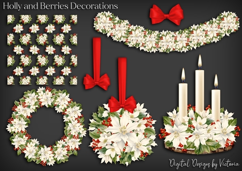 Holly and Berries Decorations