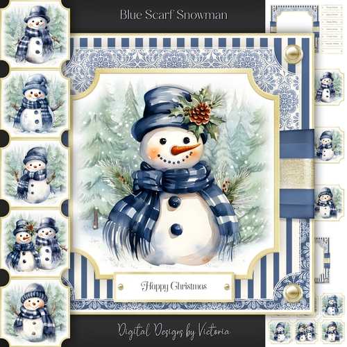 Blue Scarf Snowman