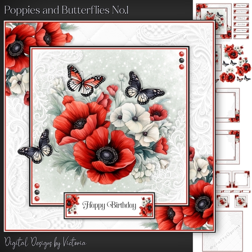 Poppies and Butterflies No.1