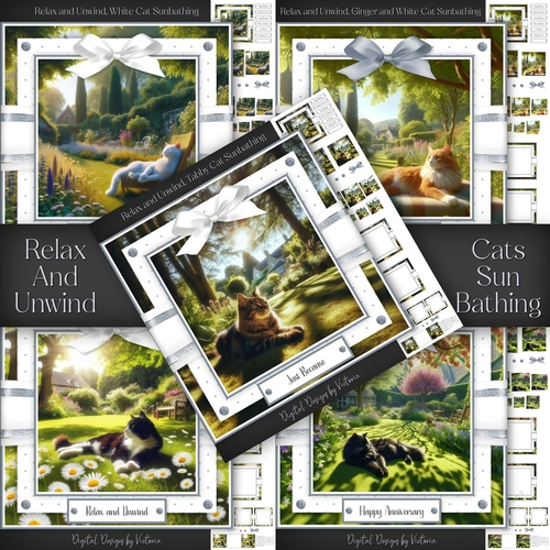 Relax and Unwind, Cats Sunbathing Bumper Set