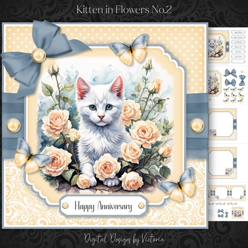 Kitten in Flowers No.2