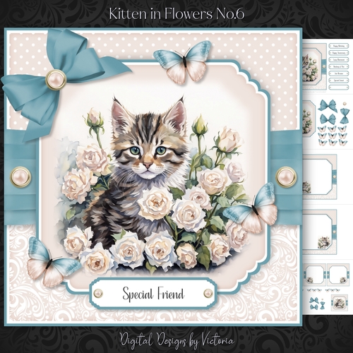 Kitten in Flowers No.6