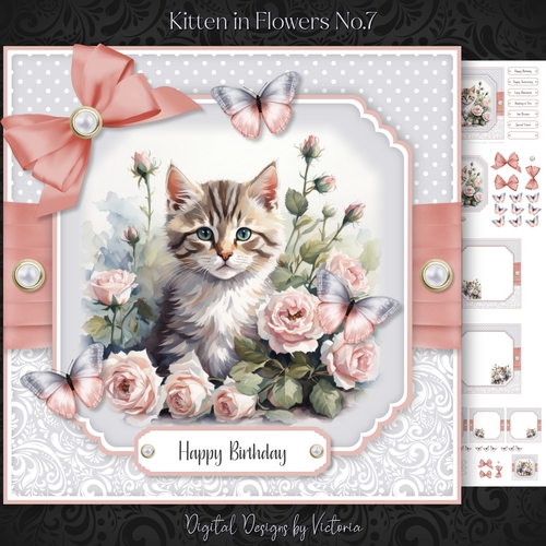 Kitten in Flowers No.7