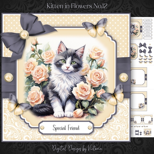 Kitten in Flowers No.12