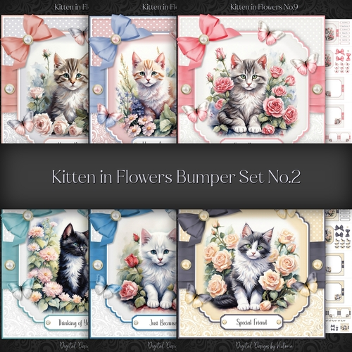 Kitten in Flowers Bumper Set No.2
