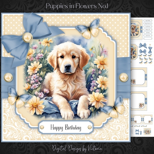 Puppy in Flowers No.1