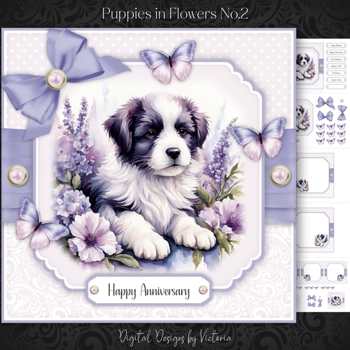Puppy in Flowers No.2