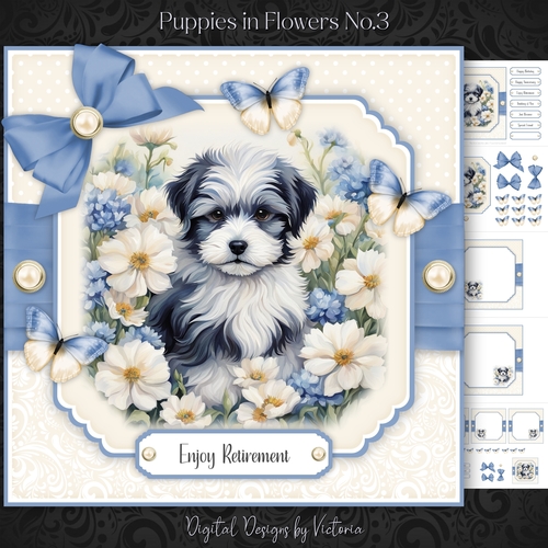 Puppy in Flowers No.3