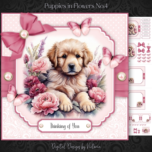 Puppy in Flowers No.4