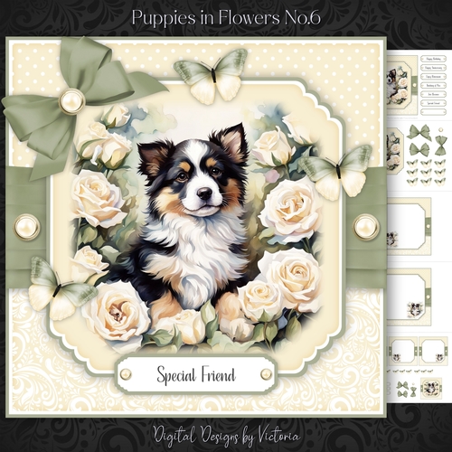 Puppy in Flowers No.6