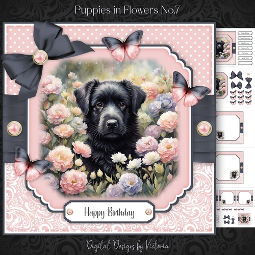 Puppy in Flowers No.7