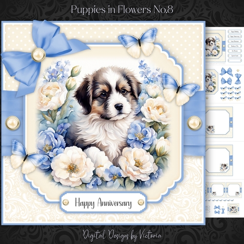 Puppy in Flowers No.8