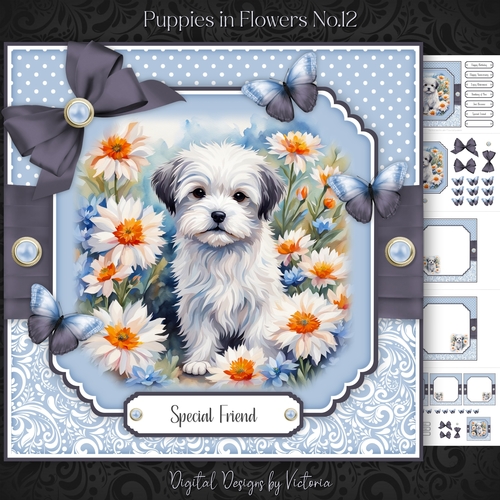 Puppy in Flowers No.12