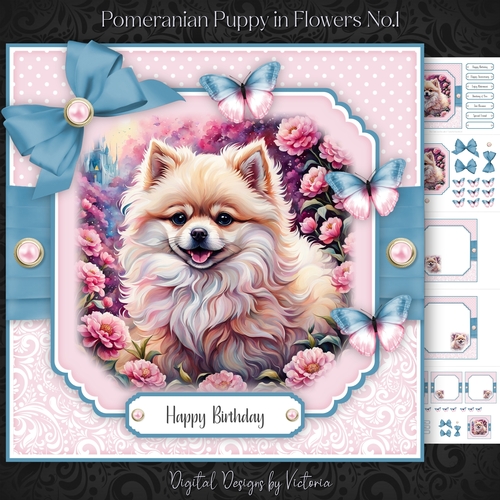 Pomeranian Puppy in Flowers No.1