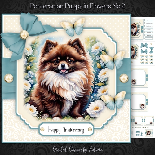 Pomeranian Puppy in Flowers No.2