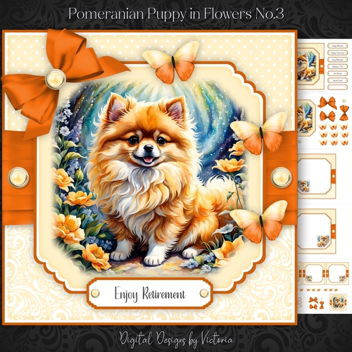 Pomeranian Puppy in Flowers No.3