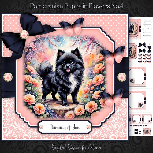 Pomeranian Puppy in Flowers No.4