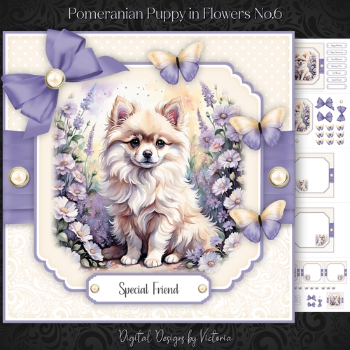 Pomeranian Puppy in Flowers No.6