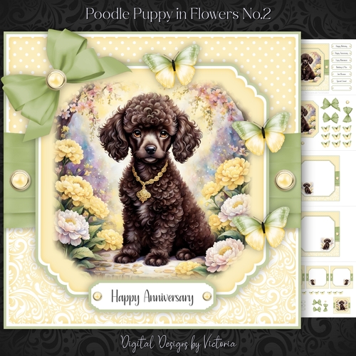 Poodle Puppy in Flowers No.2