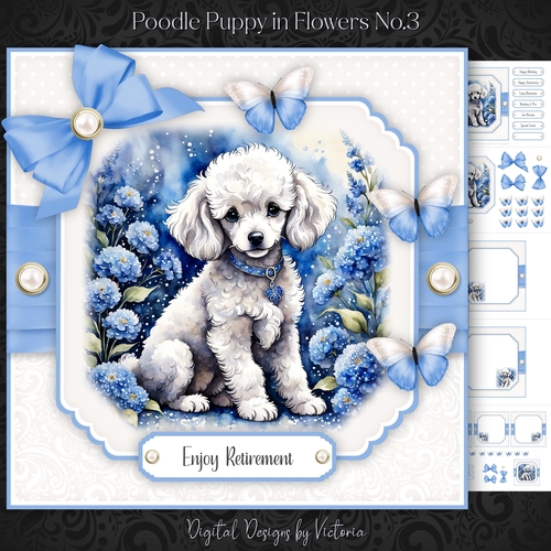 Poodle Puppy in Flowers No.3